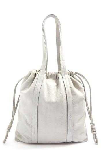 Topshop Premium Leather Drawstring Shoulder Bag - Grey