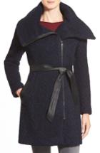 Women's Cole Haan Signature Belted Asymmetrical Boucle Wool Blend Coat - Black