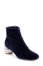 Women's Miu Miu Embellished Block Heel Boot .5us / 35.5eu - Blue