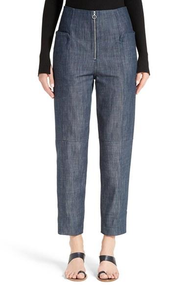 Women's Tibi High Waist Crop Denim Pants