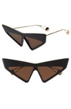 Women's Gucci 70mm Cat Eye Sunglasses - Black/swarovski W/solid Brown