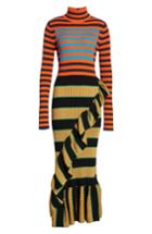 Women's Kenzo Mixed Stripe Ruffle Trim Sweater Dress