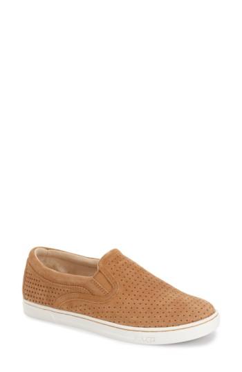 Women's Ugg 'fierce Geo' Perforated Slip-on Sneaker .5 M - Brown