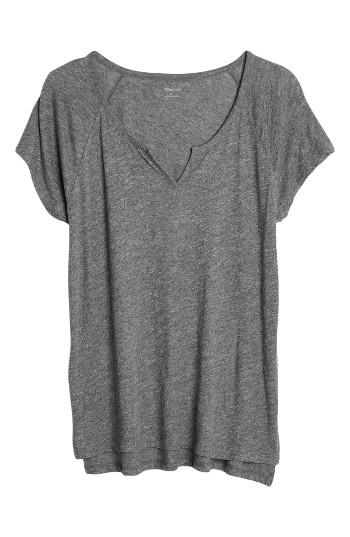 Women's Madewell Brea Split Neck Tee, Size - Grey