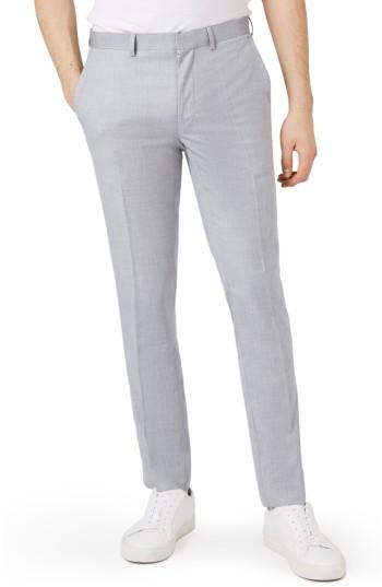 Men's Topman Skinny Fit Crosshatch Trousers X 32 - Grey
