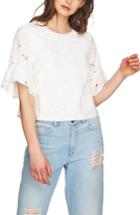 Women's 1.state Embroidered Ruffle Eyelet Top - Ivory