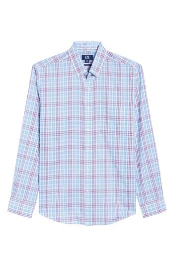 Men's Cutter & Buck Charlie Easy Care Plaid Sport Shirt - Pink