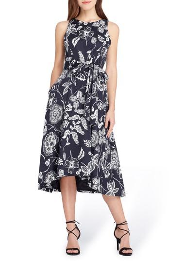 Women's Tahari Print Sateen Midi Dress - Black