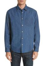 Men's Rag & Bone Fit 3 Woven Denim Shirt, Size - Blue
