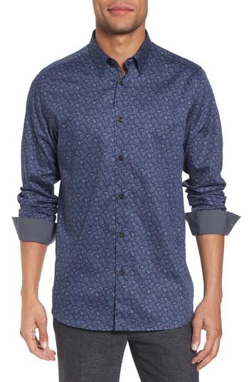 Men's Ted Baker London Lysee Slim Fit Paisley Shirt (xxl) - Blue