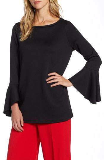 Women's Halogen Flare Sleeve Knit Top - Black