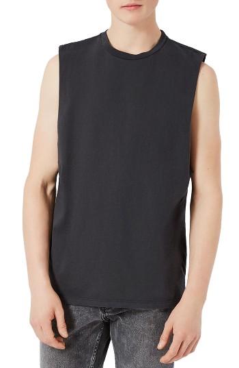 Men's Topman Drop Shoulder Tank - Black