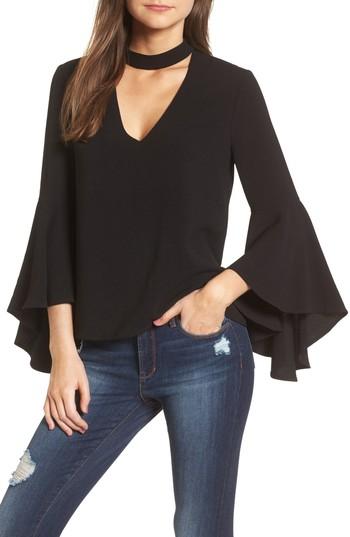 Women's Wayf Ryan Choker Bell Sleeve Top - Black