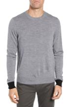 Men's Atm Anthony Thomas Melillo Contrast Cuff Merino Wool Sweater - Grey
