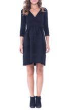 Women's Olian Faux Suede & Ponte Surplice Maternity Dress - Black