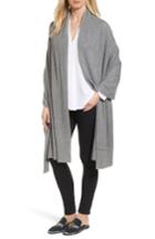 Women's Halogen Cardigan Stitch Cashmere Wrap, Size - Grey