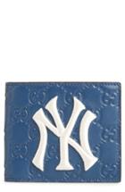 Men's Gucci New York Yankees Leather Wallet - Blue