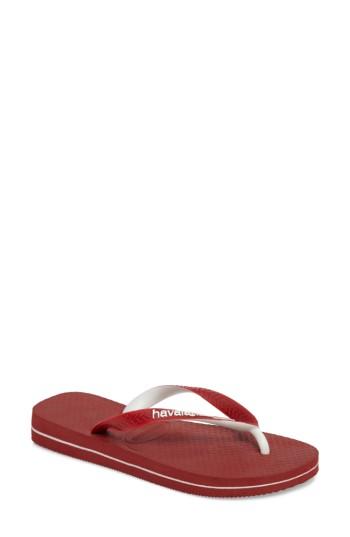 Women's Havaianas Top Mix Usa Flag Flip Flop /38 Br - Red