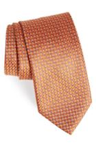 Men's Brioni Neat Geometric Silk Tie, Size - Orange