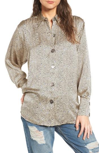 Women's Topshop Boutique Mini Spot Shirt Us (fits Like 2-4) - Beige