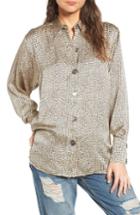 Women's Topshop Boutique Mini Spot Shirt Us (fits Like 2-4) - Beige