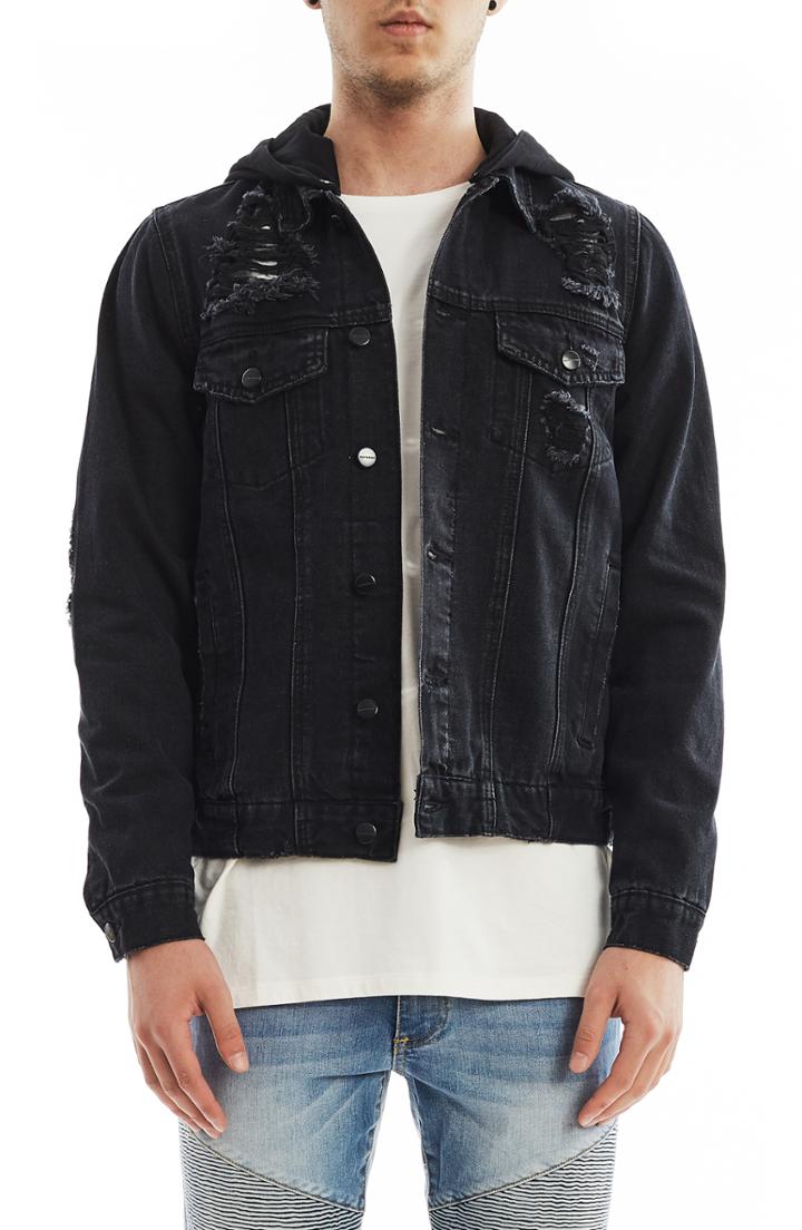 Men's Nxp Spitfire Destroyed Denim Jacket - Black