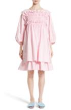 Women's Molly Goddard Smocked Frill Dress Us / 8 Uk - Pink