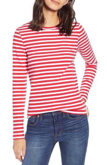 Petite Women's 1901 Rib Crewneck Stretch Cotton Top P - White