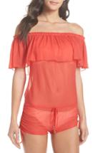 Women's Luli Fama Drifter Off The Shoulder Cover-up Romper - Red