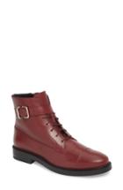 Women's Tod's Buckle Strap Combat Boot Us / 35eu - Burgundy