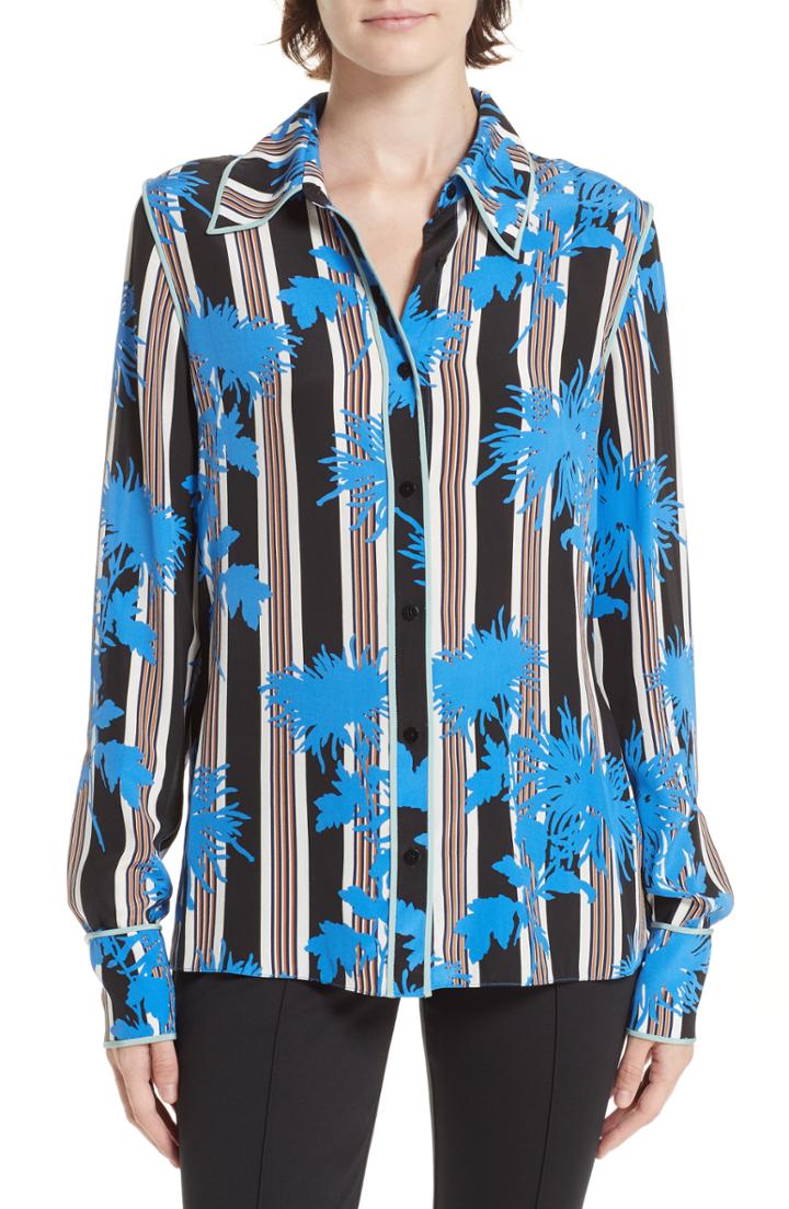 Women's Diane Von Furstenberg Floral Print Silk Shirt