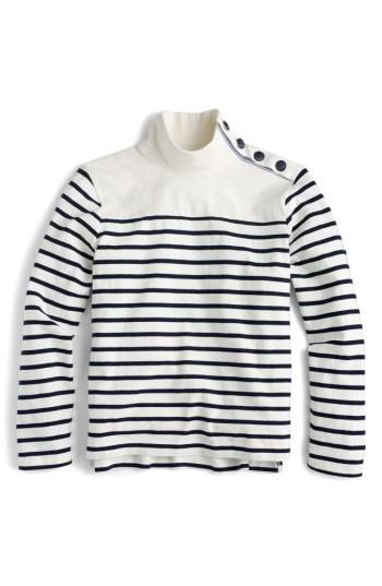 Women's J.crew Button Mock Neck Top - Ivory
