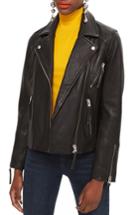 Women's Topshop Dolly Leather Biker Jacket Us (fits Like 0) - Black