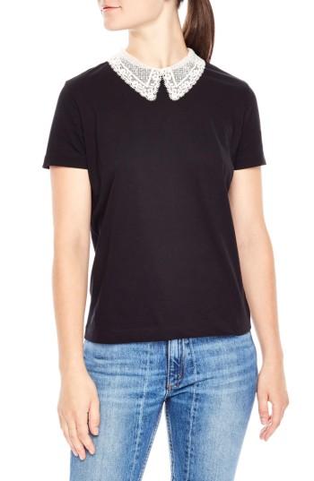 Women's Sandro Lace Collar Tee - Black