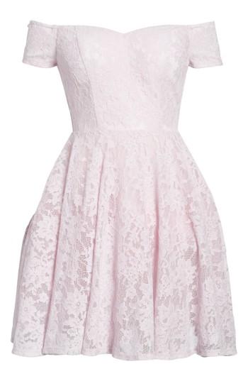 Women's Soprano Lace Off The Shoulder Fit & Flare Dress - Purple