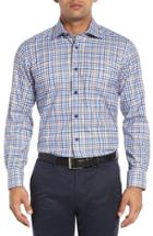 Men's David Donahue Regular Fit Check Sport Shirt, Size - Blue