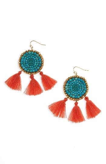Women's Panacea Howlite Medallion Tassel Earrings