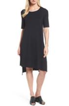 Petite Women's Eileen Fisher Jersey Asymmetrical A-line Dress, Size P - Black