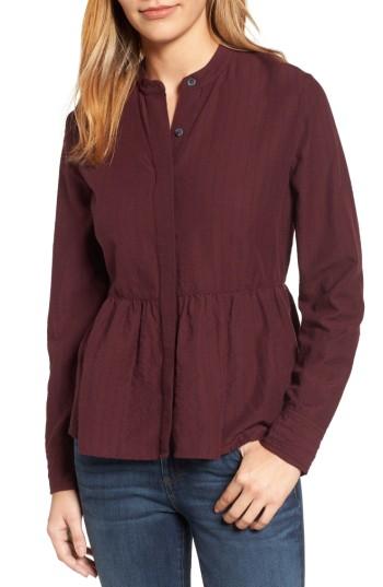 Women's Caslon Peplum Shirt - Burgundy
