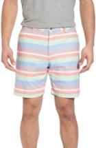 Men's Peter Millar Stripe Flat Front Shorts - Blue