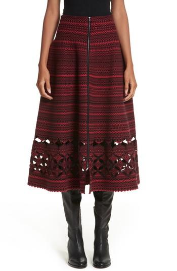 Women's Fendi Fair Isle Wool Blend Skirt Us / 50 It - Red