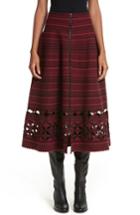Women's Fendi Fair Isle Wool Blend Skirt Us / 50 It - Red