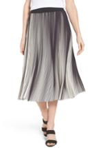 Women's Ming Wang Stripe Pleat A-line Skirt - Black