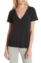Women's Rag & Bone/jean Reily Deep V-neck Cotton Blend Tee, Size - Black