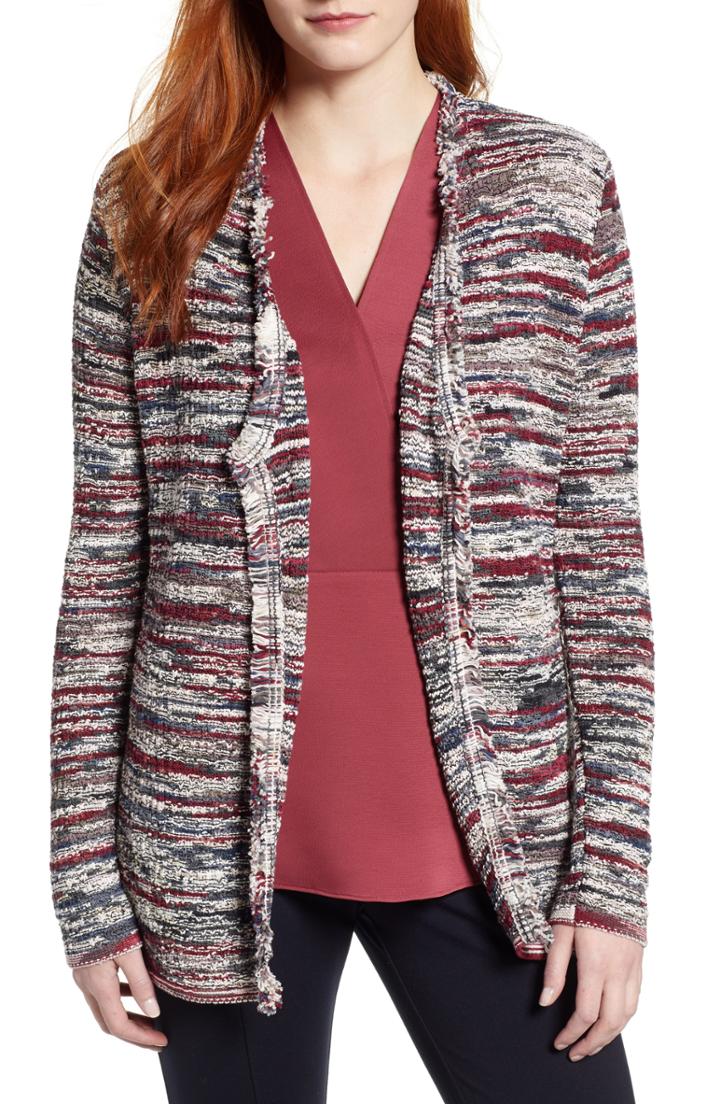 Women's Nic+zoe Polished Ease Cotton Blend Cardigan - Burgundy