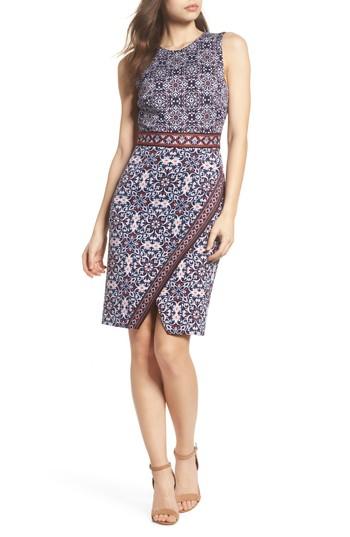 Women's Maggy London Printed Scissor Front Sleeveless Dress - Blue