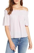 Women's 7 For All Mankind Off The Shoulder Smocked Silk Top - Purple