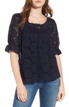 Women's Hinge Puff Sleeve Lace Top, Size - Blue