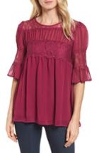 Women's Halogen Lace Panel Pleated Blouse - Pink