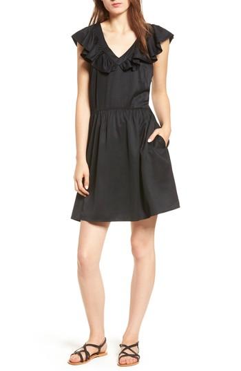 Women's Treasure & Bond Ruffle Satin Dress, Size - Black
